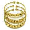 Aro Trio 07.170.0018.1 Oro Laminado, Diseño de Bola, Diamantado, Tono Dorado (03 MM Thickness, One size fits all)