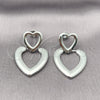 Arete Dormilona 02.418.0003.1 Rodio Laminado, Diseño de Corazón, Pulido, Rodinado