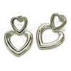 Arete Dormilona 02.418.0003.1 Rodio Laminado, Diseño de Corazón, Pulido, Rodinado