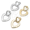 Arete Dormilona 02.418.0003.1 Rodio Laminado, Diseño de Corazón, Pulido, Rodinado