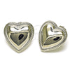 Arete Dormilona 02.418.0005.1 Rodio Laminado, Diseño de Corazón, Pulido, Rodinado