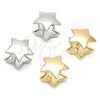 Argolla Huggie 02.163.0326.1.14 Rodio Laminado, Diseño de Estrella, Pulido, Rodinado