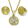 Juego de Arete y Dije de Adulto 10.413.0003 Oro Laminado, Diamantado, Tono Dorado