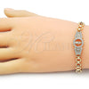 Pulsera Elegante 03.283.0401.07 Oro Laminado, Diseño de Guadalupe, con Blanca Zirconia Cubica, Pulido, Tono Dorado (06 MM Thickness, 7 Inches Length)