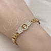 Pulsera Elegante 03.283.0401.07 Oro Laminado, Diseño de Guadalupe, con Blanca Zirconia Cubica, Pulido, Tono Dorado (06 MM Thickness, 7 Inches Length)