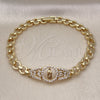Pulsera Elegante 03.283.0401.07 Oro Laminado, Diseño de Guadalupe, con Blanca Zirconia Cubica, Pulido, Tono Dorado (06 MM Thickness, 7 Inches Length)