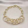 Pulsera Elegante 03.331.0299.08 Oro Laminado, Diseño de Rolo, Pulido, Tono Dorado (08 MM Thickness, 9 Inches Length)