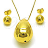 Juego de Arete y Dije de Adulto 10.417.0010 Oro Laminado, Diseño de Gota y Bola, Pulido, Tono Dorado