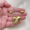 Collar y Dije 06.417.0010 Oro Laminado, Diseño de Corazón y Hueco, Pulido, Tono Dorado