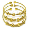 Aro Trio 07.170.0017.1 Oro Laminado, Diseño de Bola y Torcido, Diamantado, Tono Dorado (Grosor 02 MM, Talla Unica)