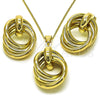 Juego de Arete y Dije de Adulto 10.213.0018 Oro Laminado, Diseño de Nudo y Hueco, Pulido, Tono Dorado