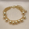 Pulsera Elegante 03.331.0302.08 Oro Laminado, Diseño de Bola y Rolo, Pulido, Tono Dorado (15 MM Thickness, 8 Inches Length)