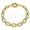Tobillera Elegante 03.415.0008.10 Oro Laminado, Diseño de Rolo y Torcido, Pulido, Tono Dorado (11 MM Thickness, 10 Inches Length)