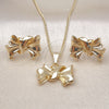 Juego de Arete y Dije de Adulto 10.163.0019 Oro Laminado, Diseño de Arco, Pulido, Tono Dorado