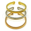 Aro Trio 07.170.0032 Oro Laminado, Diseño de Torcido, Pulido, Tres Tonos (Grosor 07 MM, Talla Unica)