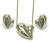 Juego de Arete y Dije de Adulto 10.163.0021.1 Rodio Laminado, Diseño de Corazón y Hueco, Pulido, Rodinado