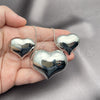 Juego de Arete y Dije de Adulto 10.163.0022.1 Rodio Laminado, Diseño de Corazón y Hueco, Pulido, Rodinado
