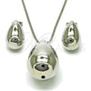 Juego de Arete y Dije de Adulto 10.163.0023.1 Rodio Laminado, Diseño de Gota y Hueco, Pulido, Rodinado