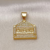 Dije Religioso 05.342.0213 Oro Laminado, con Blanca Micro Pave, Pulido, Tono Dorado