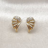 Arete Dormilona 02.411.0016 Oro Laminado, Diseño de Alas, con Blanca Micro Pave, Pulido, Tono Dorado