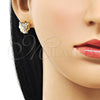 Arete Dormilona 02.411.0017 Oro Laminado, Diseño de Corazón, con Blanca Zirconia Cubica, Pulido, Tono Dorado