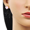 Arete Dormilona 02.411.0024.1 Oro Laminado, Diseño de Corazón, con Marfil Madre Perla, Esmaltado Rosado, Tono Dorado