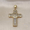 Dije Religioso 05.253.0186 Oro Laminado, Diseño de Cruz, con Zirconia Cubica Blanca, Pulido, Tono Dorado