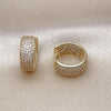 Argolla Huggie 02.283.0124.16 Oro Laminado, con Blanca Micro Pave, Pulido, Tono Dorado
