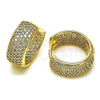Argolla Huggie 02.283.0124.16 Oro Laminado, con Blanca Micro Pave, Pulido, Tono Dorado
