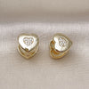 Argolla Huggie 02.204.0001.12 Oro Laminado, Diseño de Corazón, con Blanca Micro Pave, Pulido, Tono Dorado
