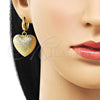 Arete Colgante 02.341.0213 Oro Laminado, Diseño de Corazón y Hueco, Mate, Tono Dorado