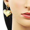 Arete Colgante 02.341.0214 Oro Laminado, Diseño de Corazón y Hueco, Pulido, Tono Dorado