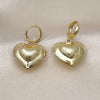 Arete Colgante 02.341.0216 Oro Laminado, Diseño de Corazón y Hueco, Cepillado, Tono Dorado