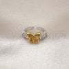 Anillo Multi Piedra 01.341.0144 Oro Laminado, Diseño de Mariposa, con Blanca Zirconia Cubica, Pulido, Dos Tonos (One size fits all)