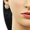 Argolla Huggie 02.213.0695.15 Oro Laminado, Diseño de Corazón y Sol, con Blanca Zirconia Cubica, Pulido, Tono Dorado