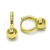 Argolla Huggie 02.213.0794.14 Oro Laminado, Diseño de Bola, Pulido, Tono Dorado