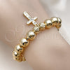 Pulsera Elegante 03.213.0279.08 Oro Laminado, Diseño de Bola y Hueco, con Blanca Zirconia Cubica, Pulido, Tono Dorado (10 MM Thickness, 8 Inches Length)
