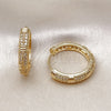 Argolla Huggie 02.210.0853.23 Oro Laminado, con Blanca Micro Pave, Pulido, Tono Dorado