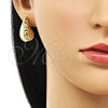 Arete Dormilona 02.260.0023 Oro Laminado, Diseño de Gota, Pulido, Tono Dorado