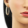 Argolla Huggie 02.204.0020.38 Oro Laminado, con Blanca Micro Pave, Pulido, Tono Dorado