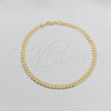 Tobillera Básica 03.419.0005.10 Oro Laminado, Diseño de Cubana Concava, Diamantado, Tono Dorado (Grosor 04 MM, 10 Pulgadas de Largo)