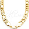 Gargantilla Basica 03.419.0009.24 Oro Laminado, Diamantado, Tono Dorado (Grosor 12 MM, 24 Pulgadas de Largo)