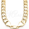 Gargantilla Basica 03.419.0012.24 Oro Laminado, Diseño de Cubana, Pulido, Tono Dorado (Grosor 12 MM, 24 Pulgadas de Largo)