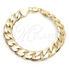 Pulsera Básica 03.419.0012.09 Oro Laminado, Diseño de Cubana, Pulido, Tono Dorado (Grosor 12 MM, 9 Pulgadas de Largo)