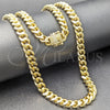 Gargantilla Basica 03.419.0014.24 Oro Laminado, Diseño de Miami Cubana, Pulido, Tono Dorado (08 MM Thickness, 24 Inches Length)
