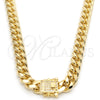 Gargantilla Basica 03.419.0014.24 Oro Laminado, Diseño de Miami Cubana, Pulido, Tono Dorado (08 MM Thickness, 24 Inches Length)