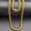 Gargantilla Basica 03.419.0019.24 Oro Laminado, Diseño de Miami Cubana, Pulido, Tono Dorado (08 MM Thickness, 24 Inches Length)