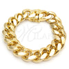 Pulsera Básica 03.419.0016.09 Oro Laminado, Diseño de Miami Cubana, Pulido, Tono Dorado (Grosor 18 MM, 9 Pulgadas de Largo)