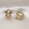 Argolla Huggie 02.213.0713.14 Oro Laminado, Diseño de Mariposa, con Blanca Zirconia Cubica, Pulido, Tono Dorado