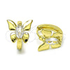 Argolla Huggie 02.213.0713.14 Oro Laminado, Diseño de Mariposa, con Blanca Zirconia Cubica, Pulido, Tono Dorado